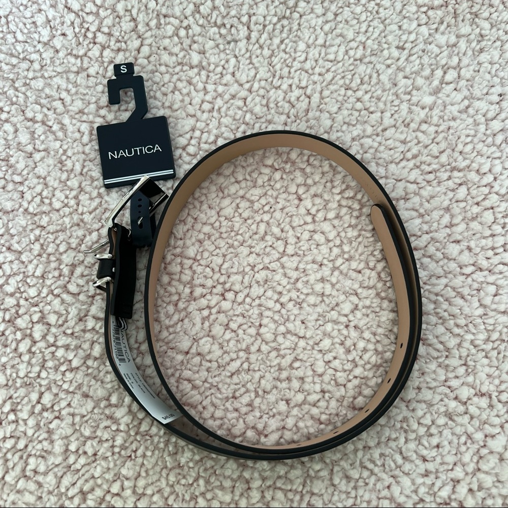 NWT Nautica Black Belt with Silver Buckle